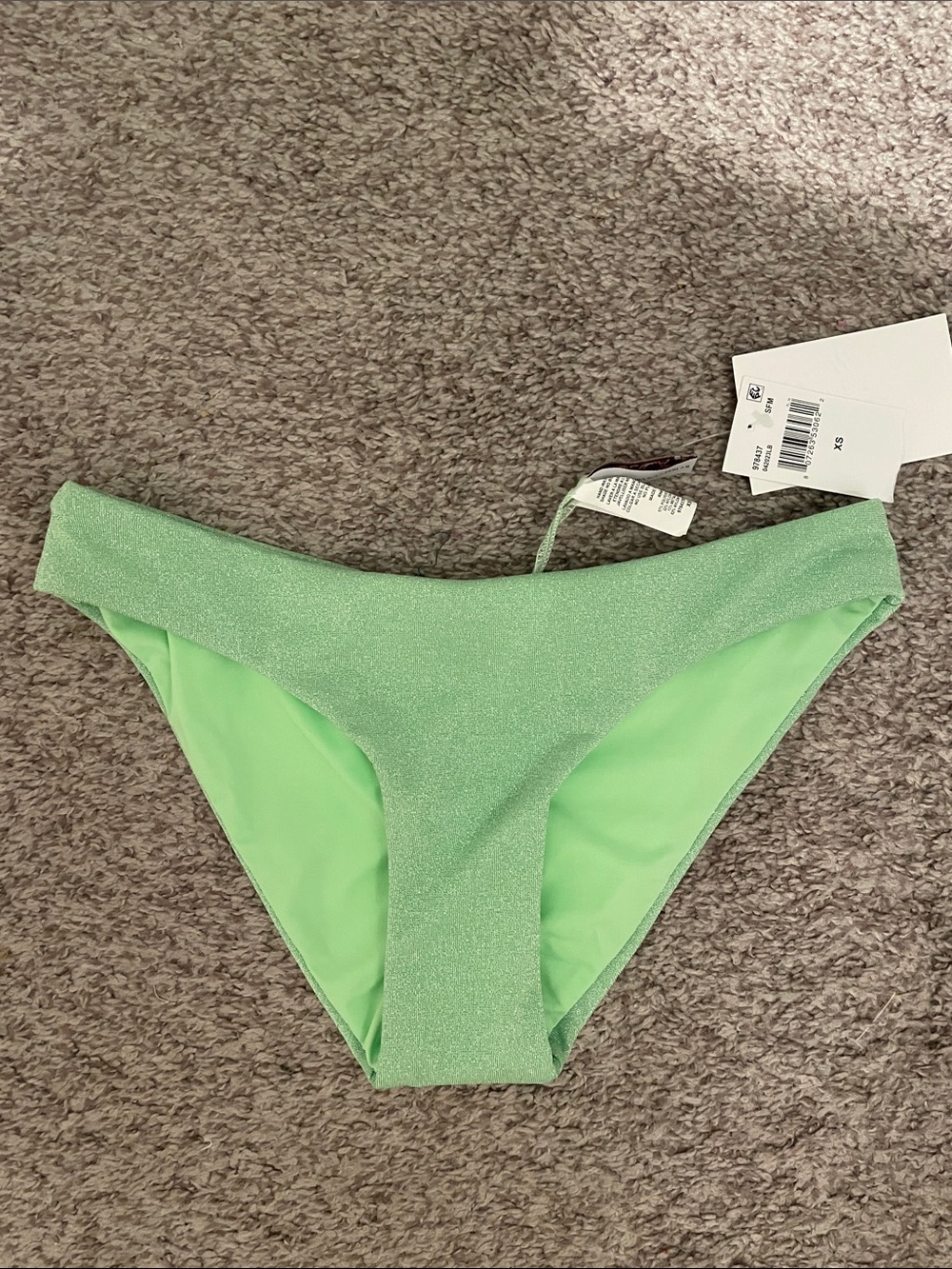 Becca Women's Sparkle Mint Green Bikini Bottom xs nwt